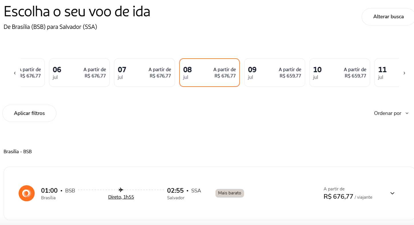 Preço normal do voo